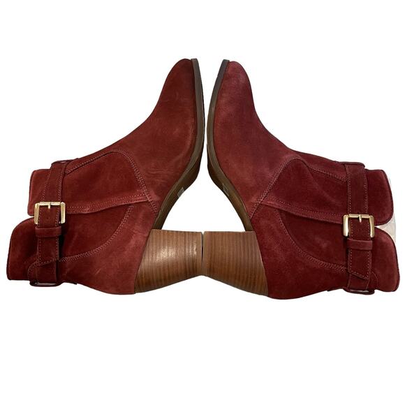 Diba Sleek Bootie 8.5 Red Burgundy Leather Boot Fall Winter autumn - Picture 3 of 8